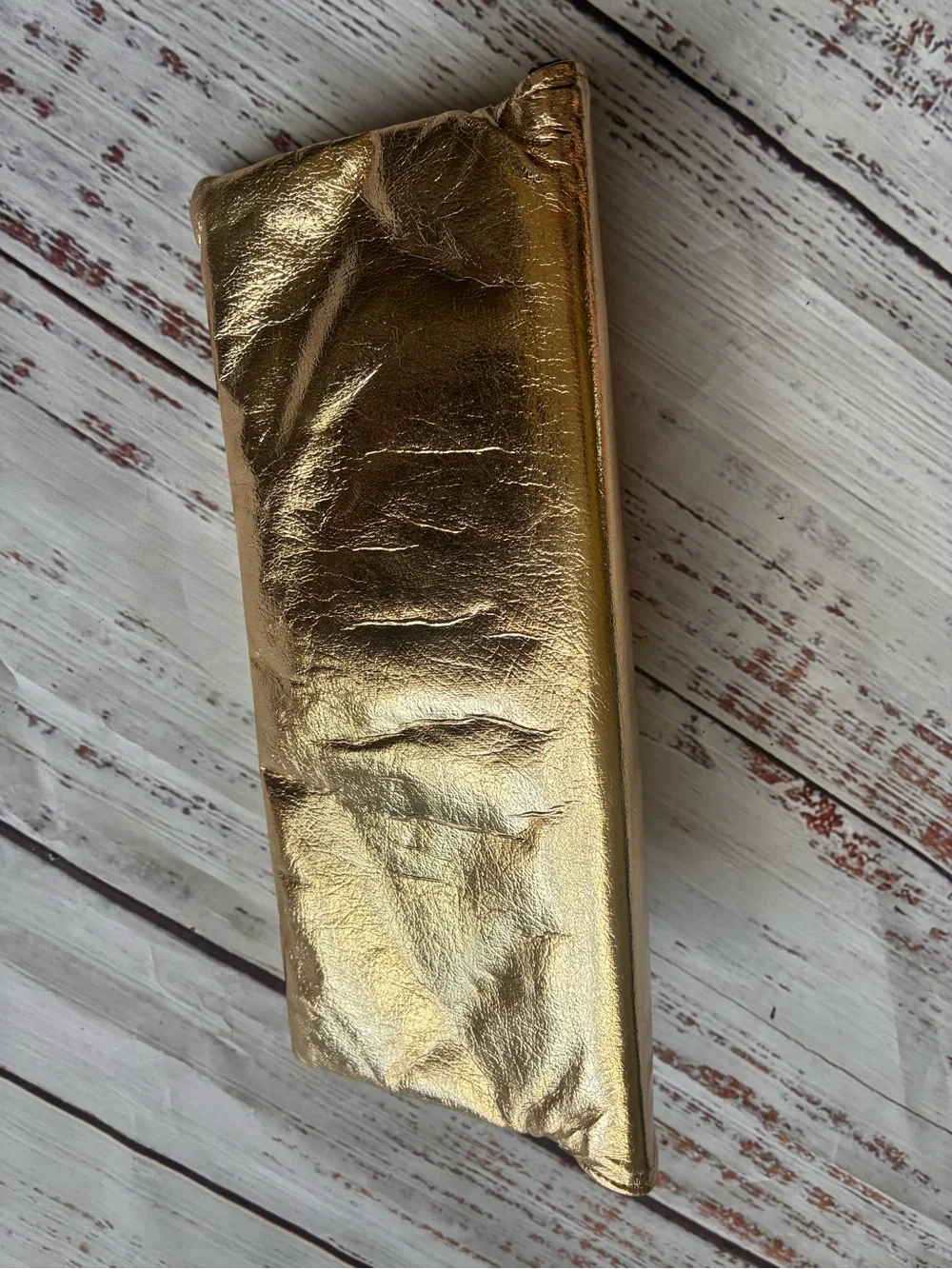 Gold Metallic Fold-Over Clutch - Women’s Evening Bag